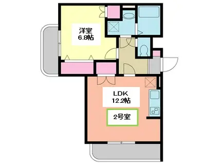 ローズジーナ烏山(1LDK/3階)の間取り写真