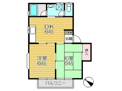 藤コーポA(2DK/3階)の間取り写真
