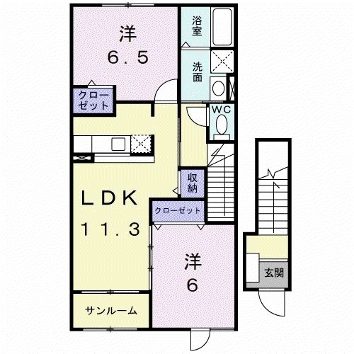 ラ スギシオン(2LDK/2階)の間取り写真