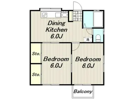 フラントペアハイツ(2DK/2階)の間取り写真