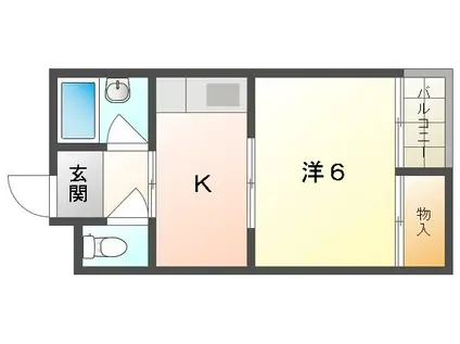 佐太ニューハイツ(1K/4階)の間取り写真