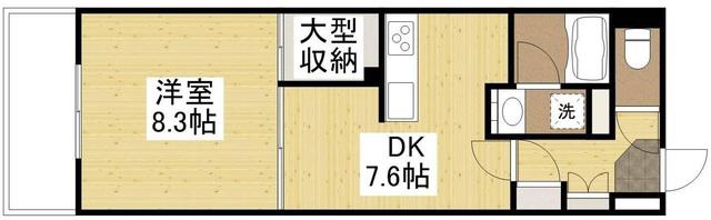 フラットリア春日(1DK/5階)の間取り写真