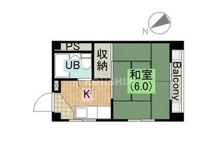 セゾンラトゥール今里(1K/2階)の間取り写真