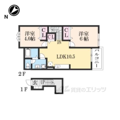 ラフレシール(2LDK/2階)の間取り写真