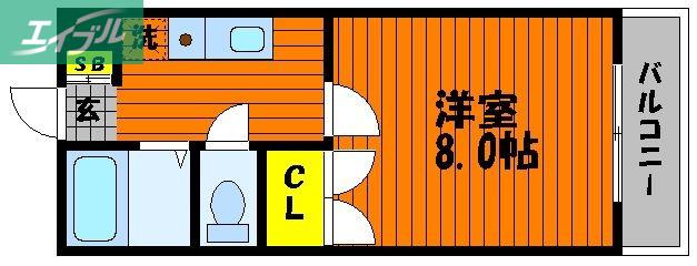 ベンハウス大元(1K/2階)の間取り写真
