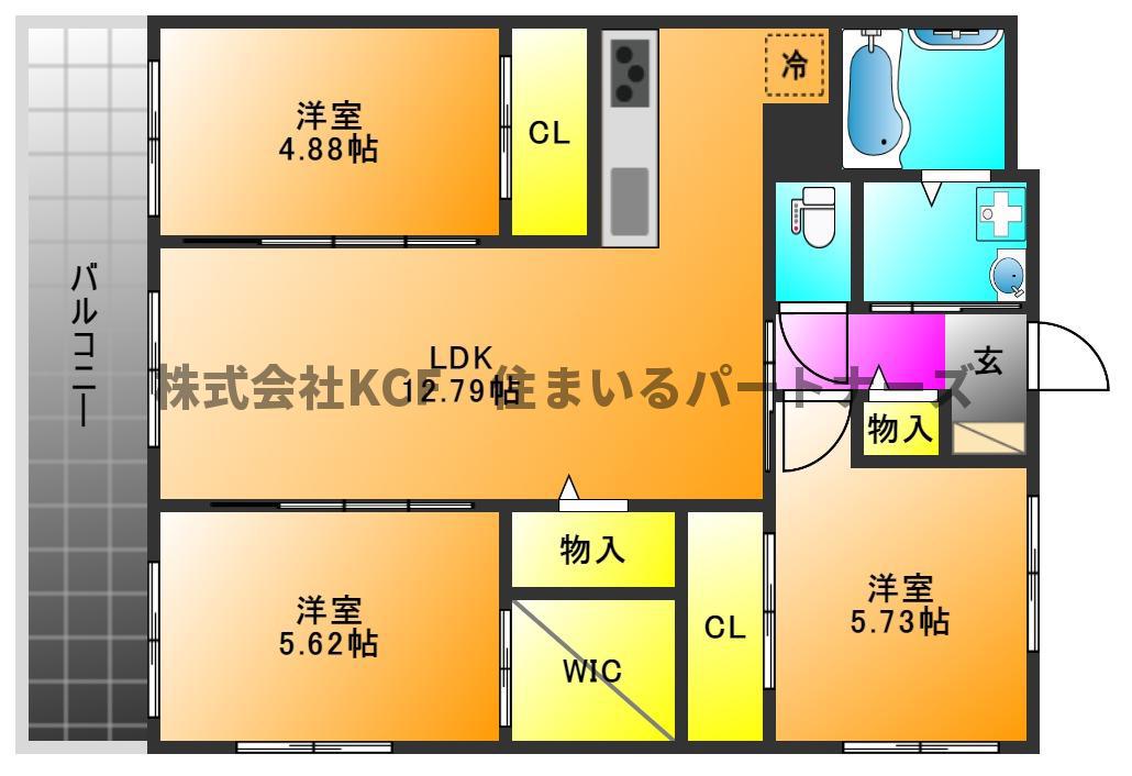 NANA THE STYLE KOKUBU(3LDK/3階)の間取り写真