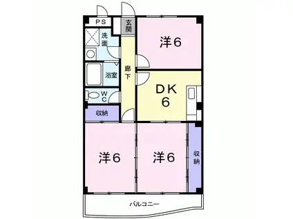 ツインハイツA(3DK/3階)の間取り写真