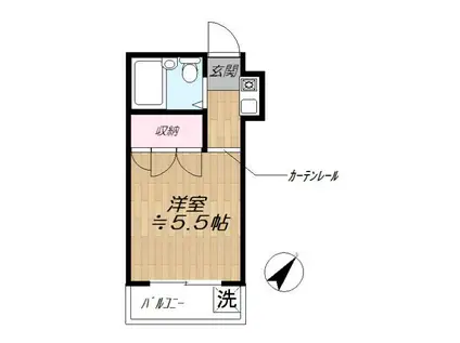 サワハイツ(ワンルーム/2階)の間取り写真