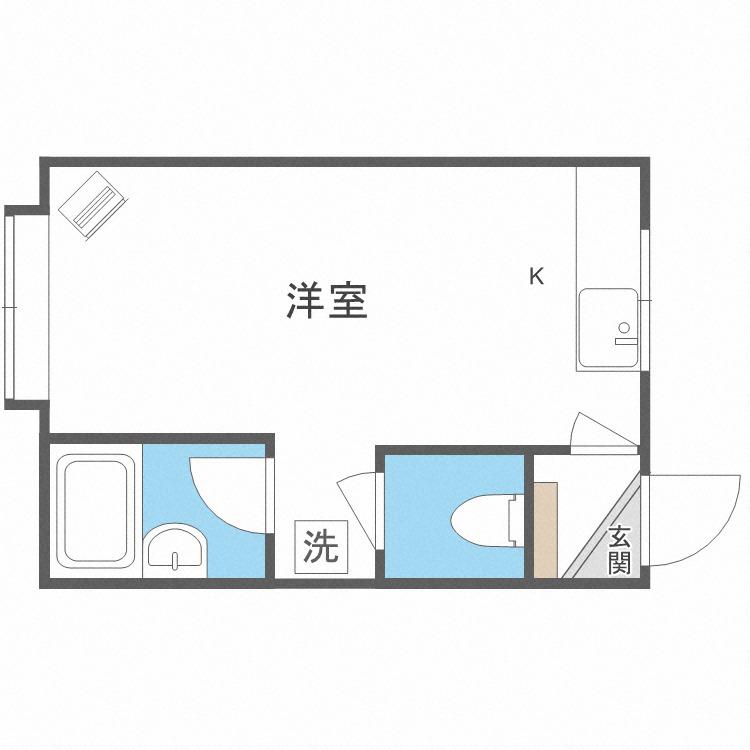 タイムコート(ワンルーム/2階)の間取り写真