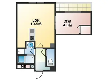 プレミアムSORA(1LDK/2階)の間取り写真