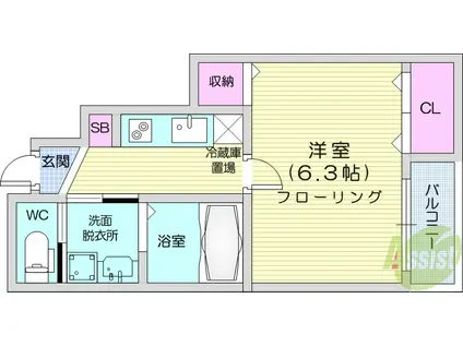 アバルト南光台(1K/1階)の間取り写真