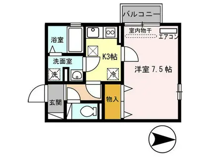 リヤフィールド(1K/1階)の間取り写真