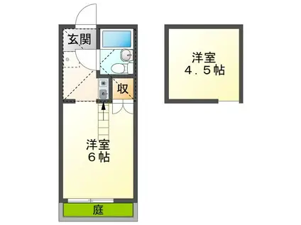 プチグレイス塚口弐番館(ワンルーム/1階)の間取り写真