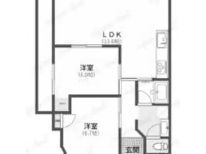 ラピュタ宮前(2LDK/6階)の間取り写真