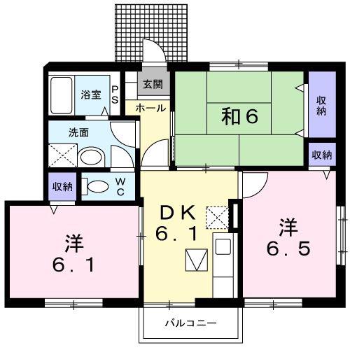モ・メゾンA(3DK/1階)の間取り写真