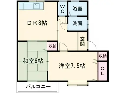 ペルラハウス(2LDK/1階)の間取り写真