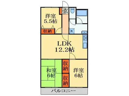 SKマンションA棟(3LDK/3階)の間取り写真