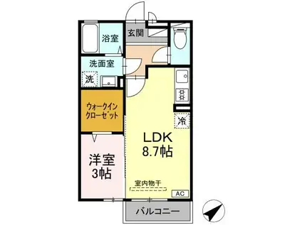 メゾンミュー B棟(1LDK/2階)の間取り写真