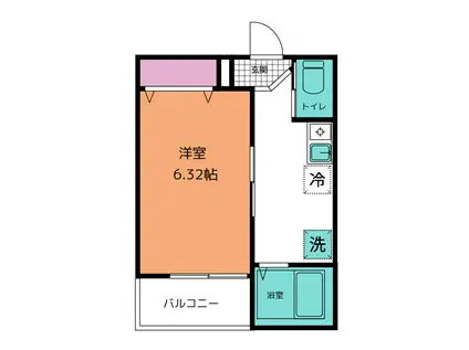 MELDIA指扇(1K/3階)の間取り写真