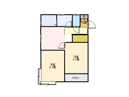 メゾンキャッスル2(2DK/1階)の間取り写真