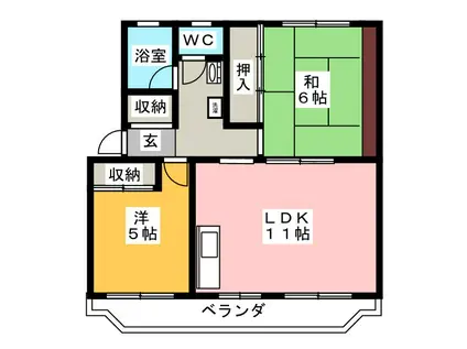 メゾンパークス(2LDK/2階)の間取り写真