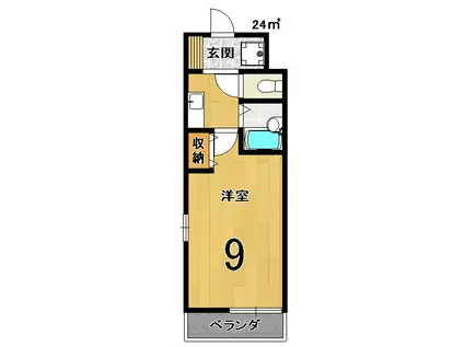 トゥルー西ノ京(1K/2階)の間取り写真