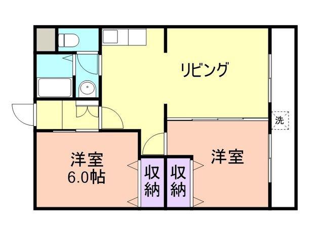 ローパス三葛(2LDK/3階)の間取り写真