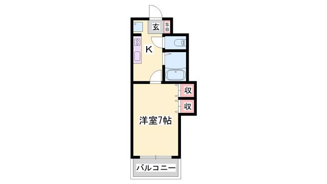 ジュネス保城(1K/4階)の間取り写真