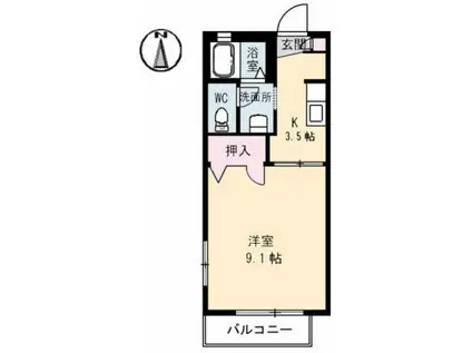 メゾンレッドツリーB(1K/1階)の間取り写真