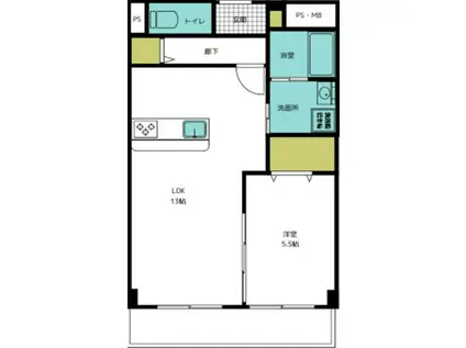 ゼック梅田ノース(1LDK/5階)の間取り写真