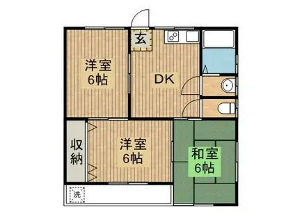 LEO-WAKABAII (3DK/2階)の間取り写真