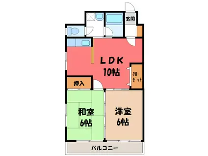 菊地ビル(2LDK/4階)の間取り写真