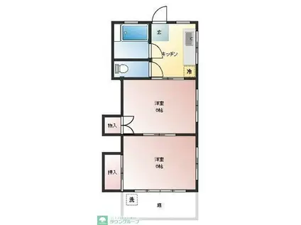 栄ハイツ(2K/1階)の間取り写真