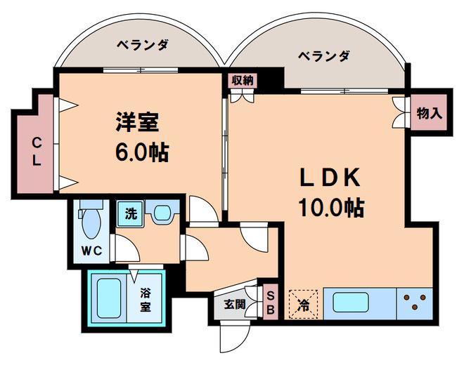 シャトー長居(1LDK/7階)の間取り写真