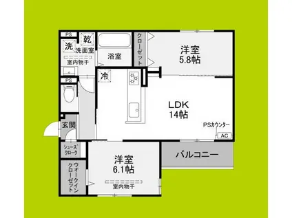 D-RESIDENCE下田部B(2LDK/2階)の間取り写真