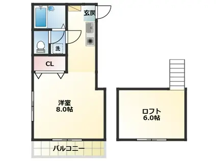 グランドソレイユ(1K/1階)の間取り写真