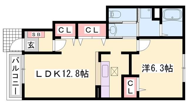 サンセールIV(1LDK/1階)の間取り写真