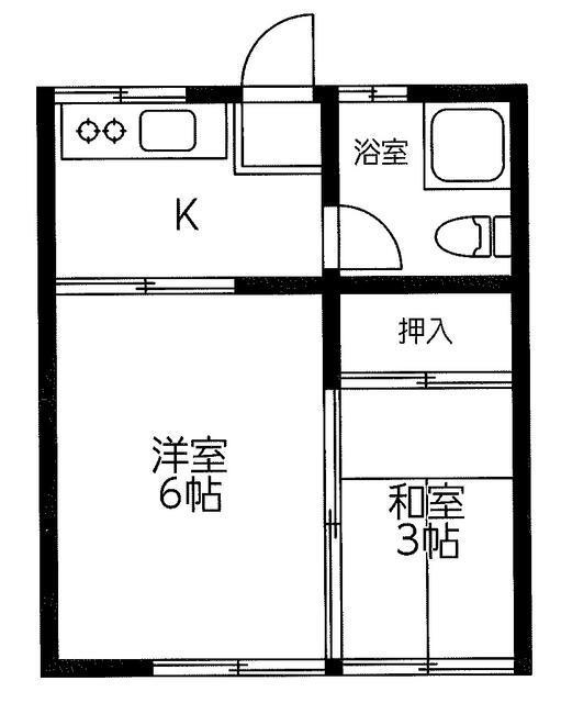 コーポ中山(2K/2階)の間取り写真