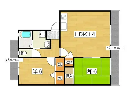 シャルマンハイツ(2LDK/2階)の間取り写真
