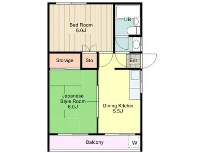 Kハウス(2DK/2階)の間取り写真