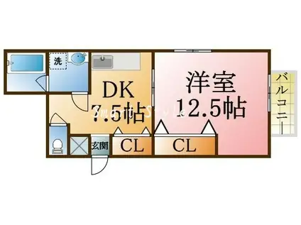 ゆたかハイツ(1DK/2階)の間取り写真