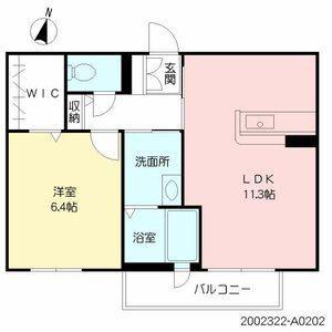 シャーメゾン佐嘉城内(1LDK/2階)の間取り写真