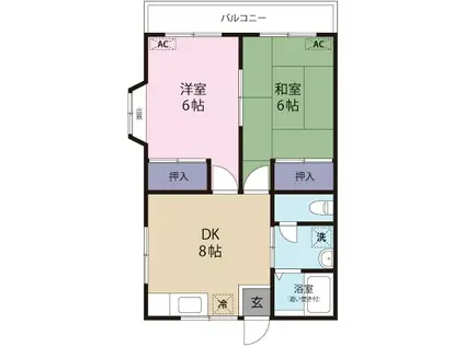 メゾン東所沢(2DK/3階)の間取り写真