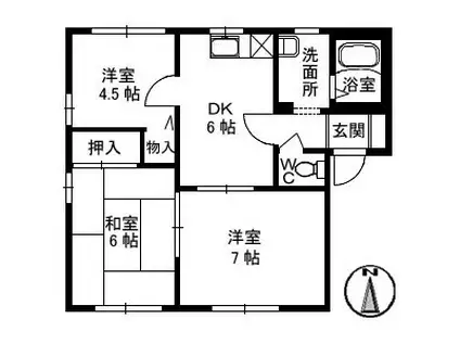 ヴィンテージB(3DK/1階)の間取り写真