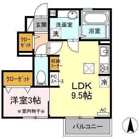 D-ROOM東泉町 B(1LDK/1階)の間取り写真