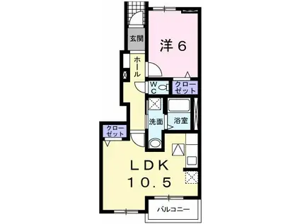 ウェントゥスI(1LDK/1階)の間取り写真