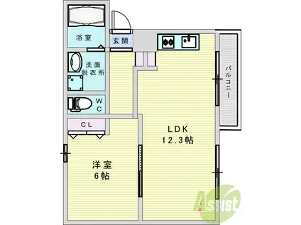 LISソフィア箕面半町(1LDK/2階)の間取り写真