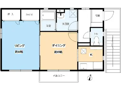 シャーメゾン魚崎北町(1LDK/2階)の間取り写真