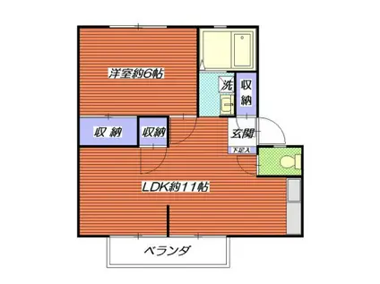 泉タウン20(1LDK/1階)の間取り写真
