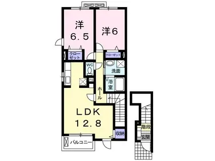 エヴァーグリーンA(2LDK/2階)の間取り写真
